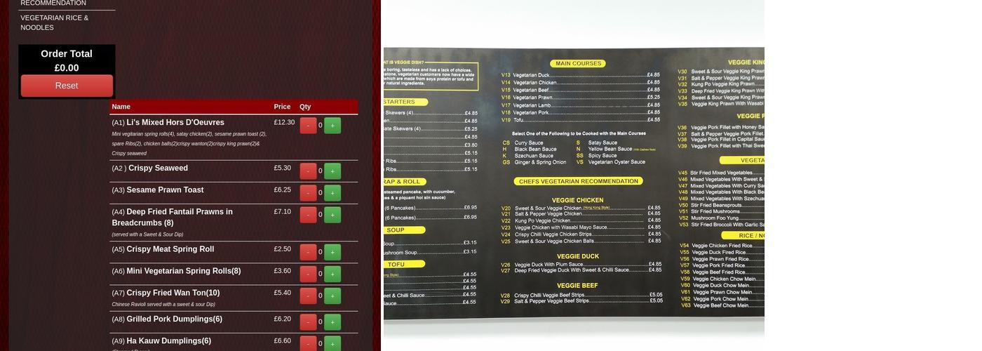 Li's Chinese Takeaway POOLE ONLY Menu