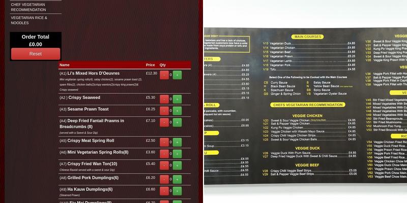 Li's Chinese Takeaway POOLE ONLY Menu