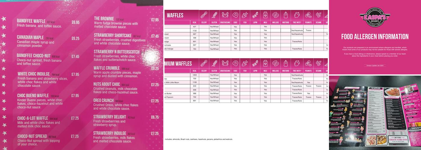 Kaspa’s Desserts Menu