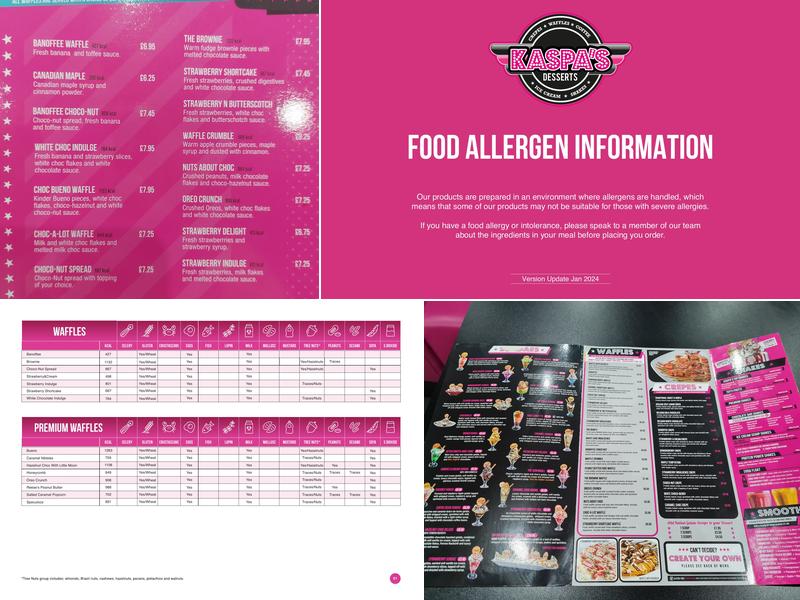 Kaspa’s Desserts Menu