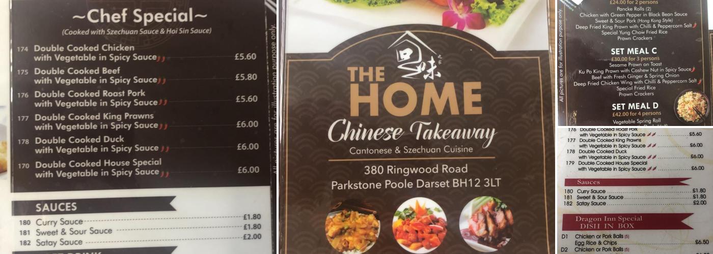 THE HOME CHINESE TAKEAWAY Menu