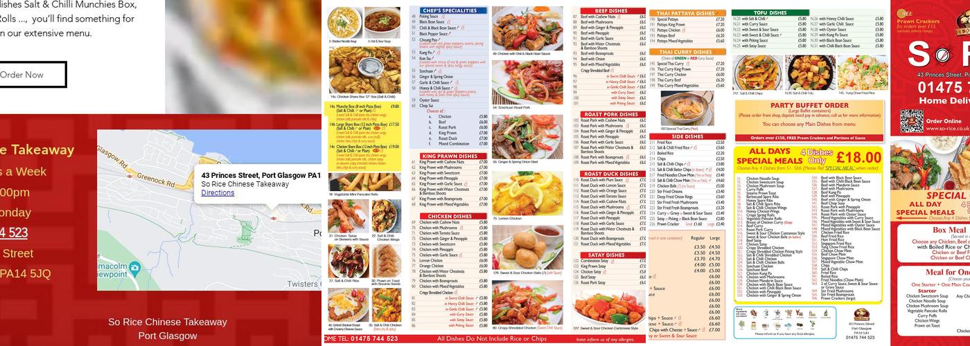 So Rice Chinese Takeaway Port Glasgow Menu