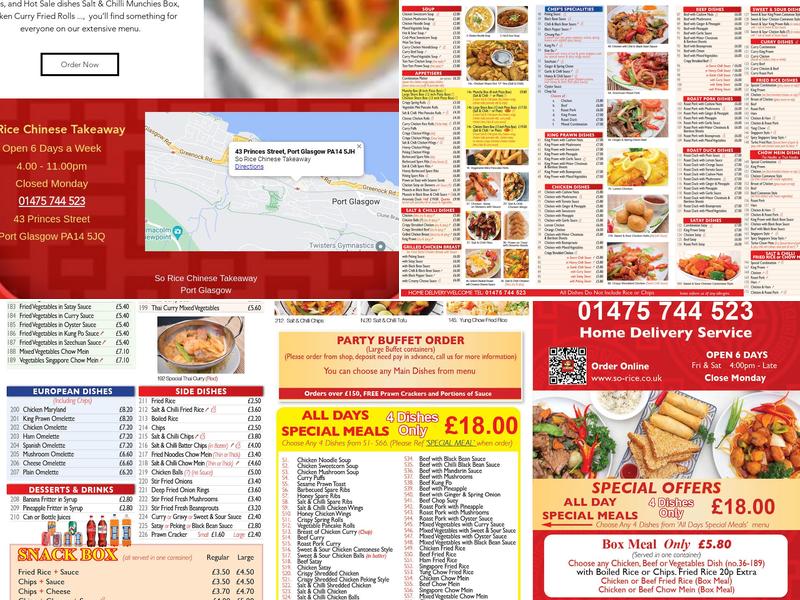 So Rice Chinese Takeaway Port Glasgow Menu
