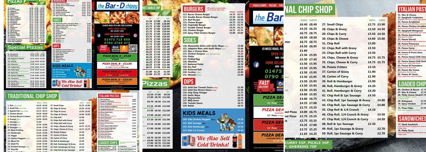 Bar-D Chippy Menu