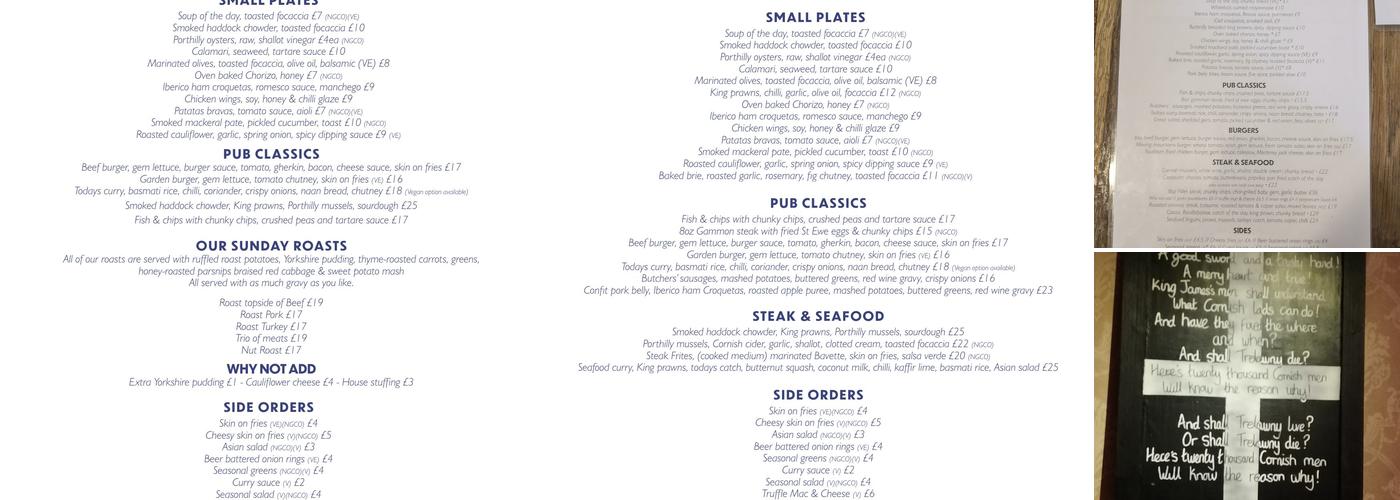 The Golden Lion Menu