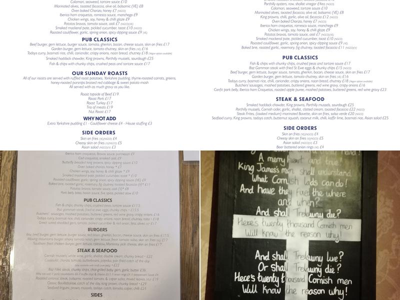 The Golden Lion Menu