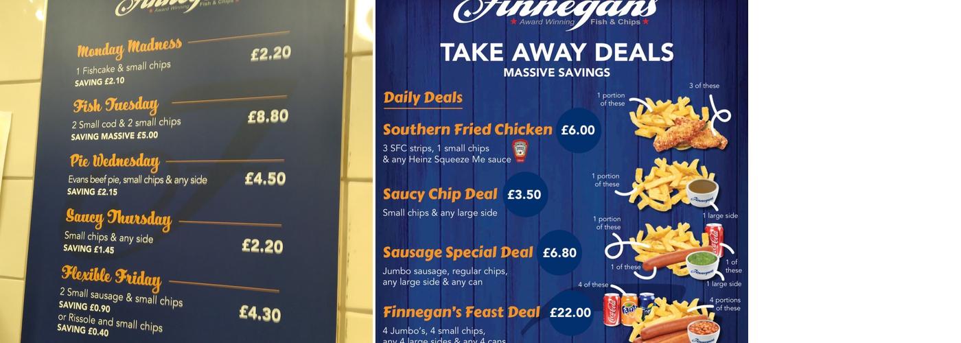 Finnegan's Fish Bar Baglan Menu
