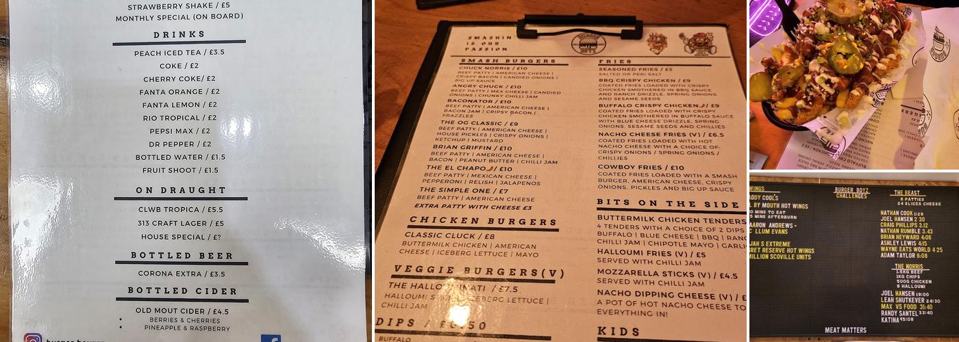 Burger boyz Menu