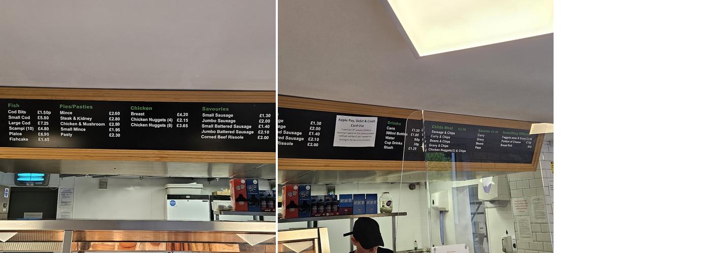 Bailey's Fish Bar Menu