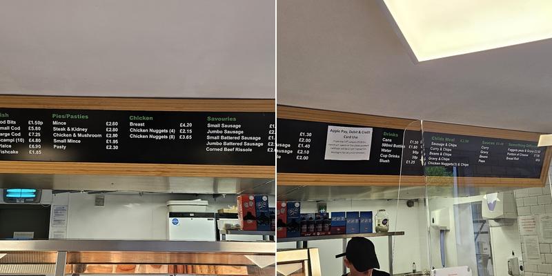 Bailey's Fish Bar Menu