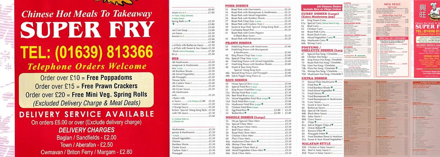 Superfry Cantonese Takeaway Menu
