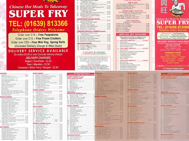 Superfry Cantonese Takeaway Menu