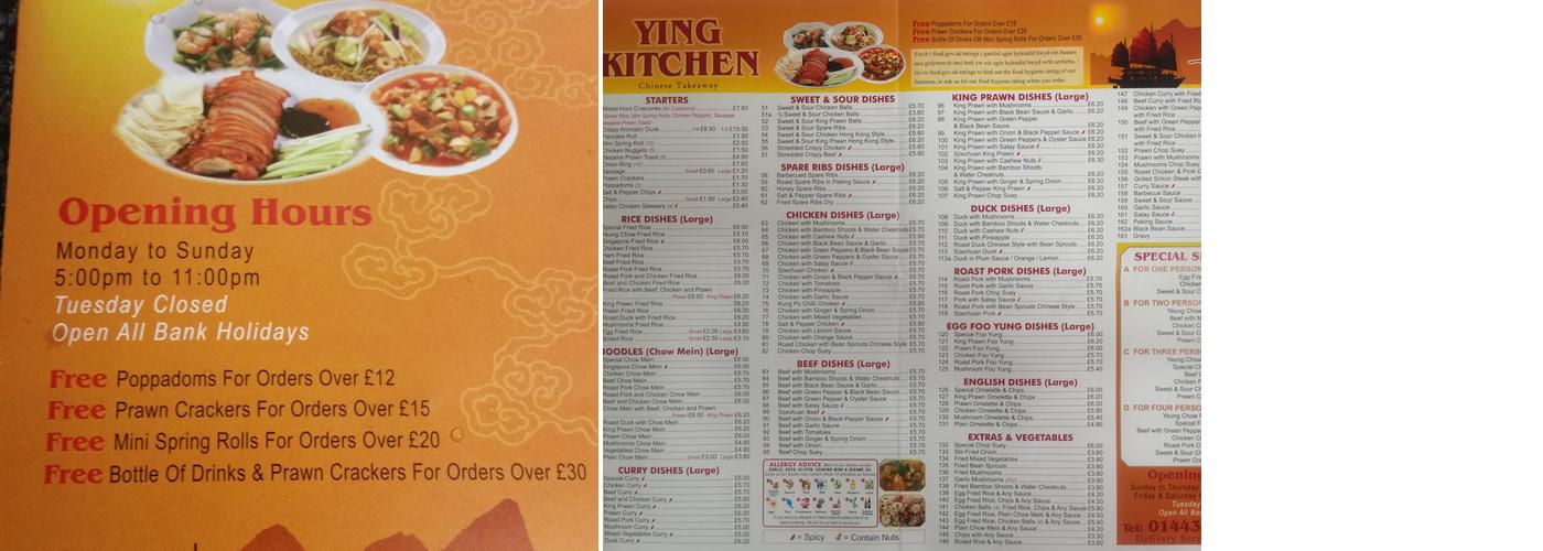 Ying Kitchen Menu
