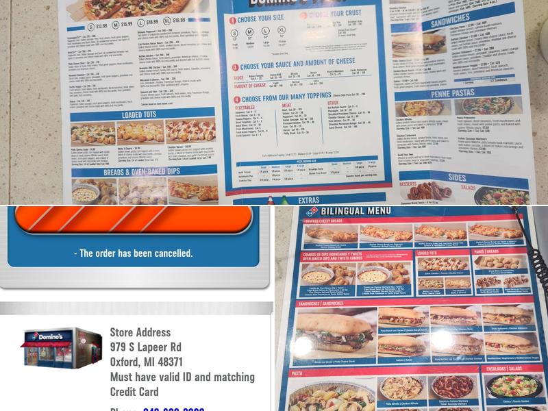 Domino's Pizza Menu