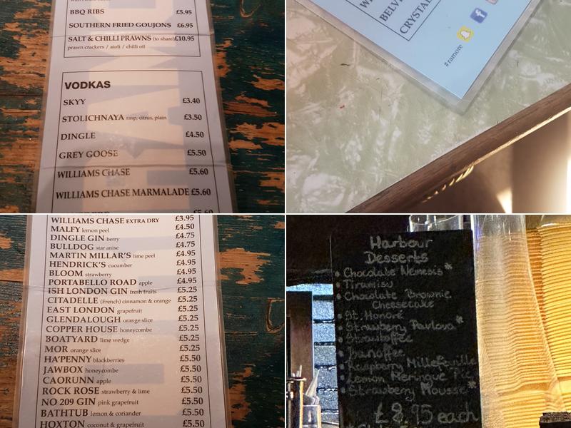 Harbour Gin Bar Menu