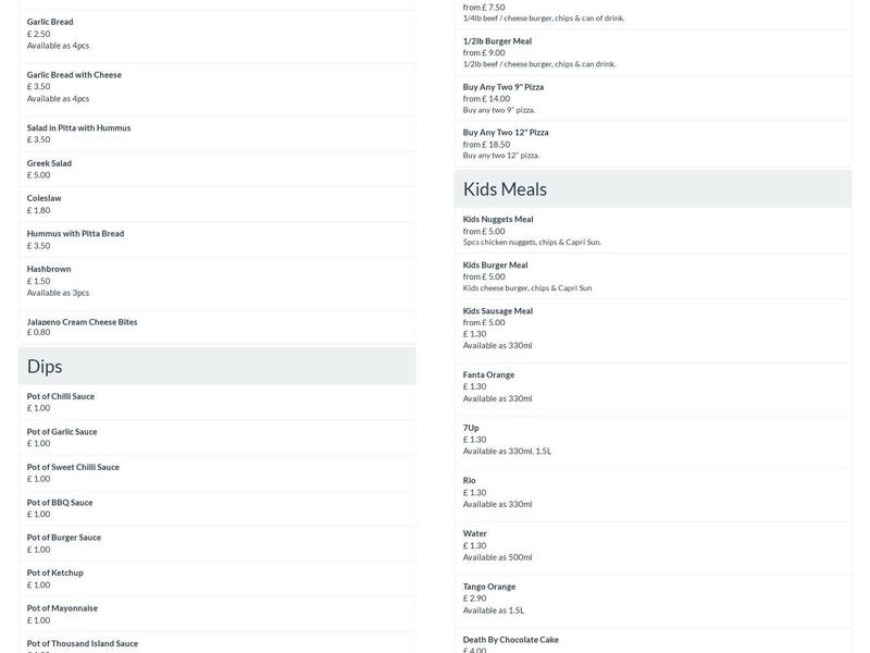 Empire Grill | Shoreham Menu