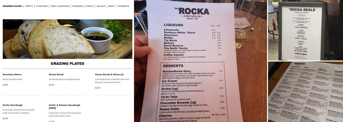 The Rocka Restaurant Menu