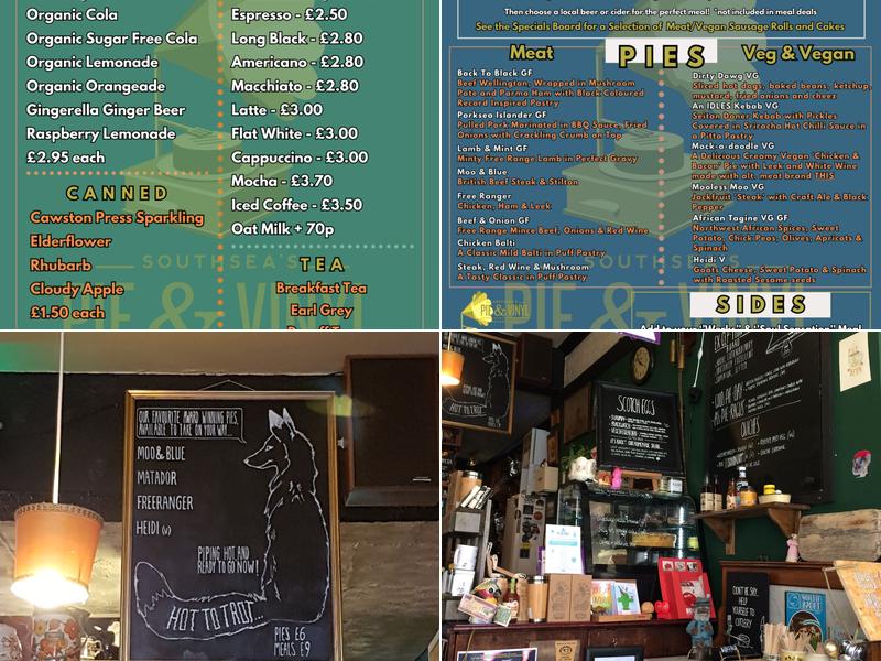 Southsea's Pie and Vinyl Menu