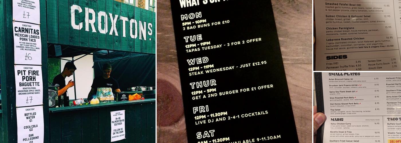 Croxton's Kitchen & Tap House Menu