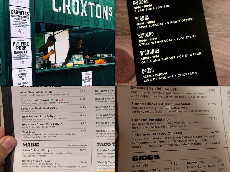 Croxton's Kitchen & Tap House Menu