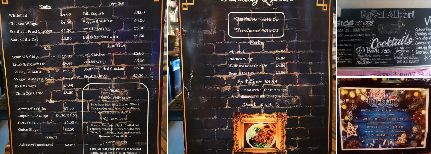 The Royal Albert Menu