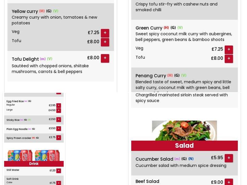 Padthai Southsea Menu