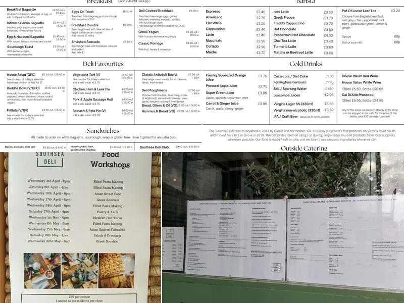 The Southsea Deli Menu