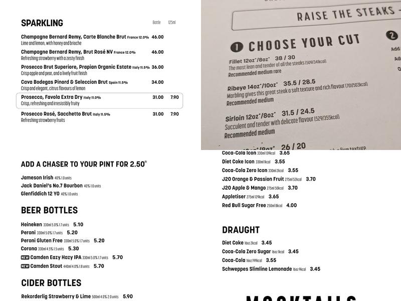 Bar + Block Steakhouse Portsmouth Menu