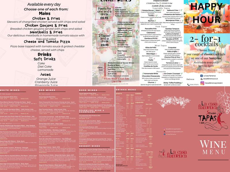 La Casa Flamenca Port Solent Menu