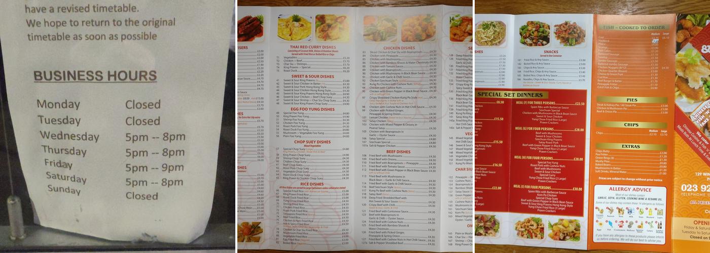 Wok & Chips Menu