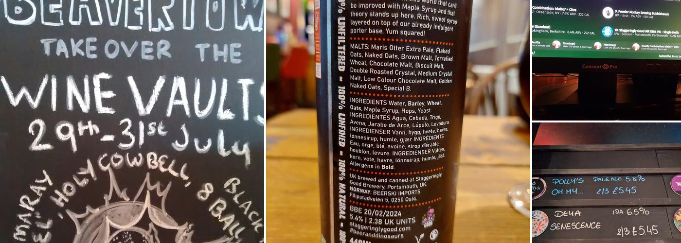 The Vaults, Southsea Menu