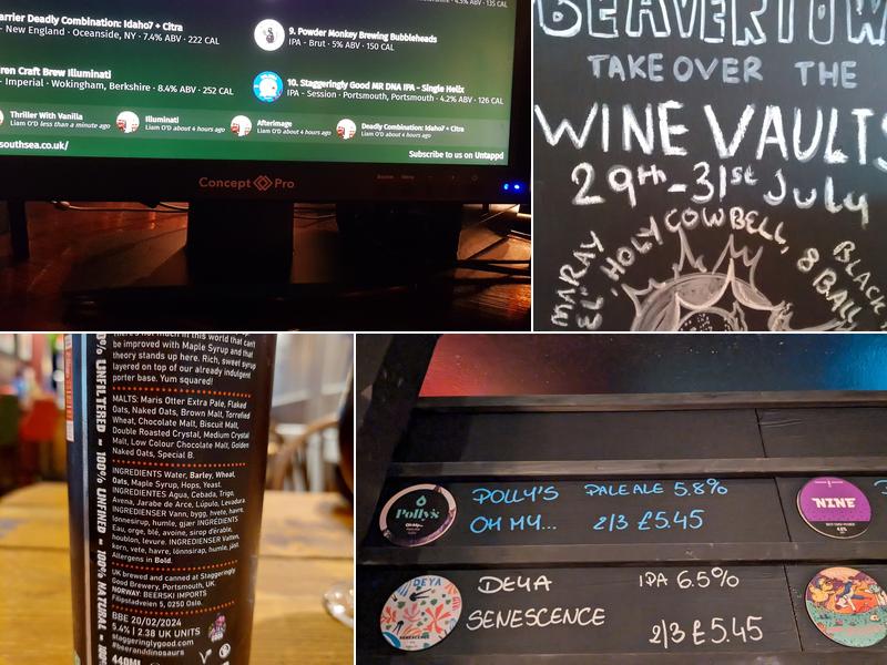 The Vaults, Southsea Menu