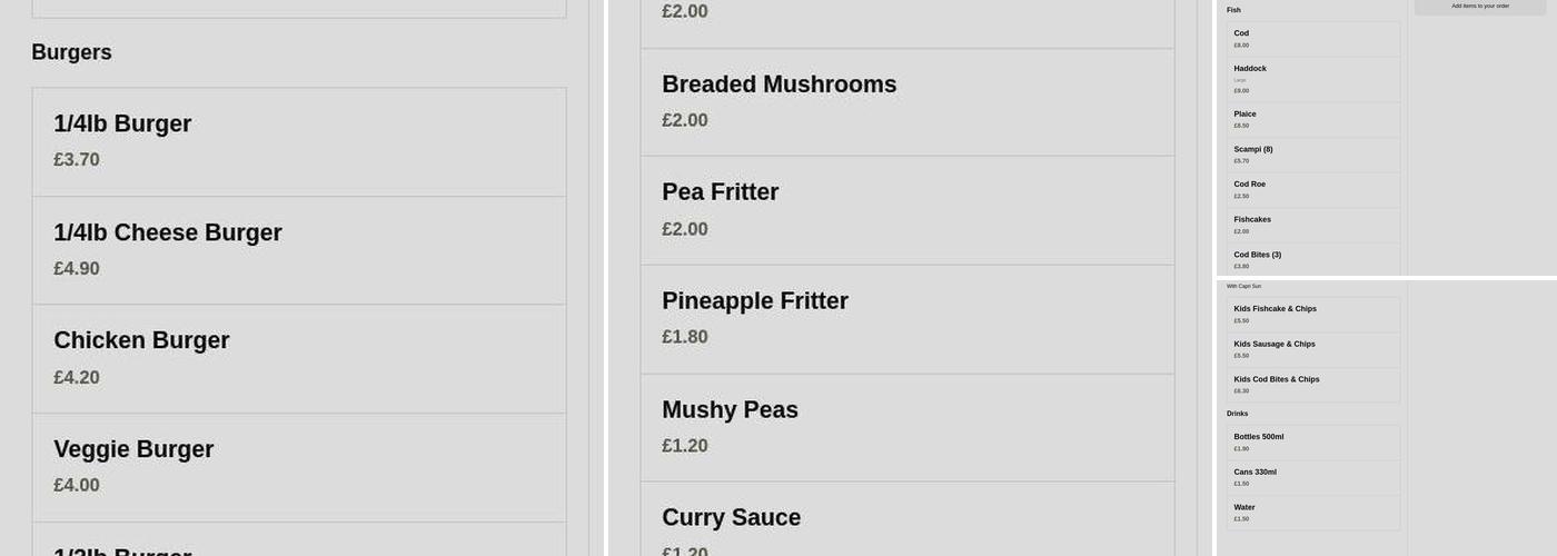 The Chippy Menu