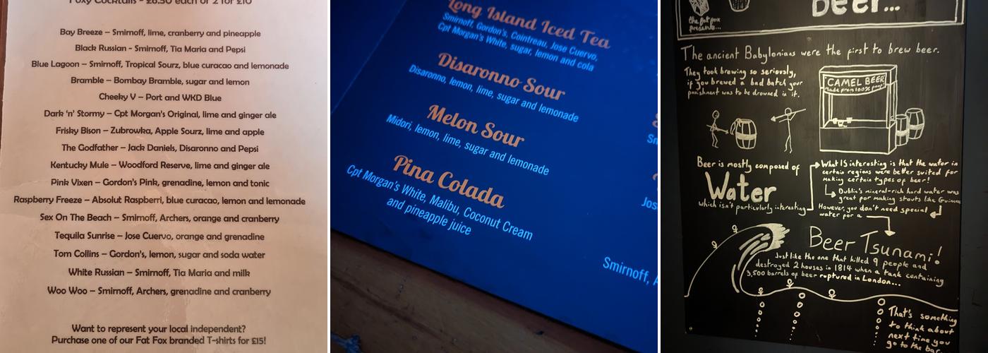 The Fox - Southsea Menu