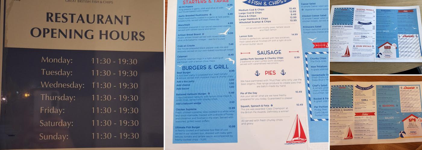 Deep Blue Fish & Chips Menu