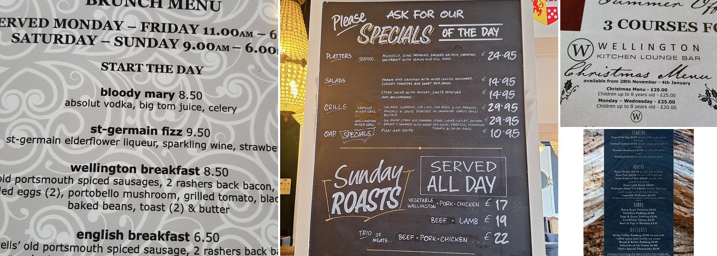 The Wellington Menu