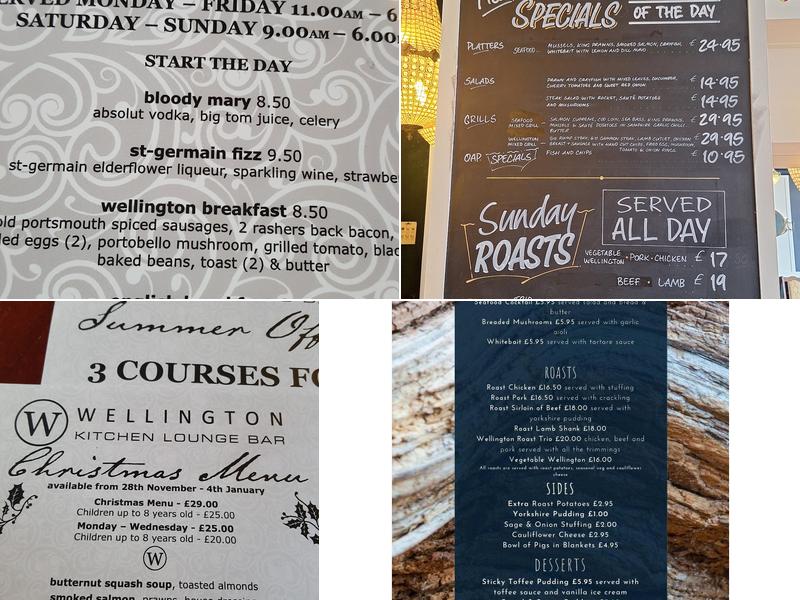 The Wellington Menu