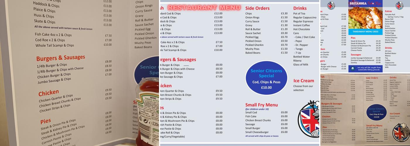 Britannia Fish and Chips Menu