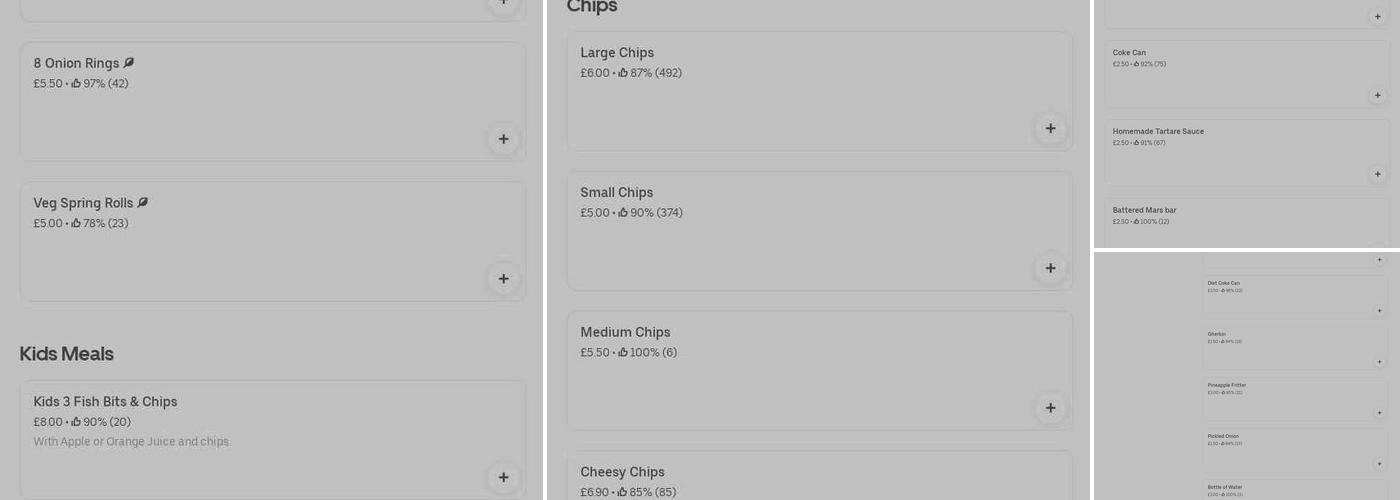 Kingfisher fish chips shop Menu