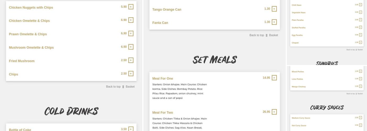 Stamshaw Tandoori Menu