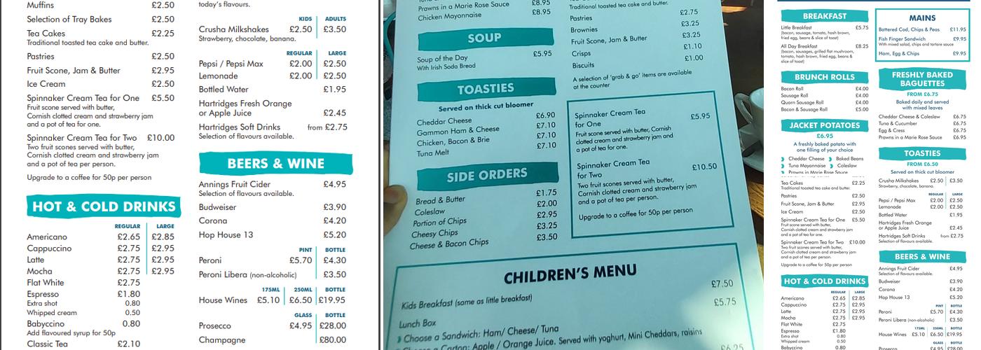 Spinnaker Kitchen and Bar Menu