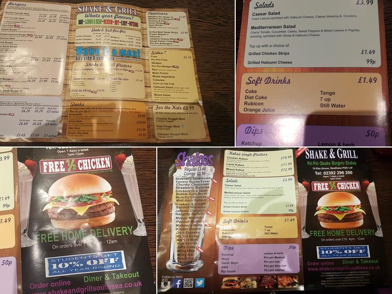 Shake & Grill Menu