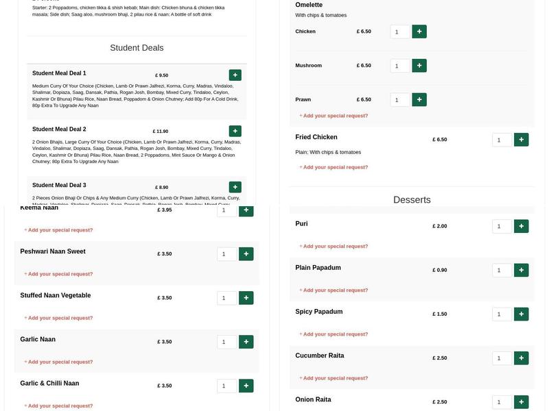 Jimmy's Raj Dulal Menu