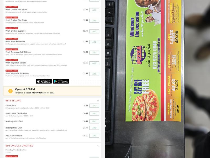 Perfect Pizza Portsmouth & Southsea Menu