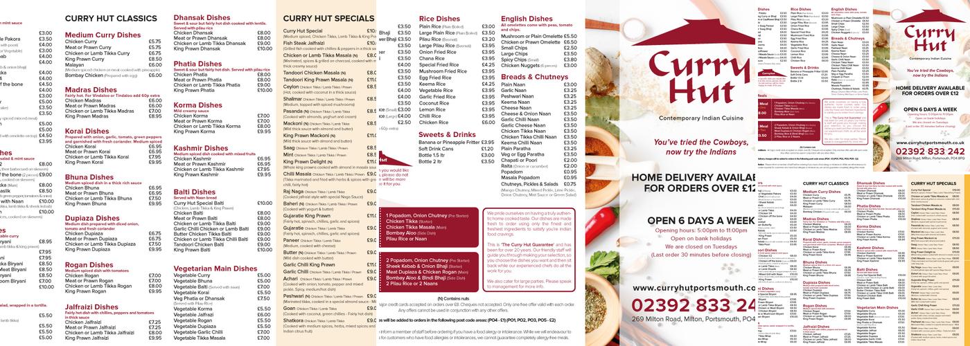 Curry Hut Menu