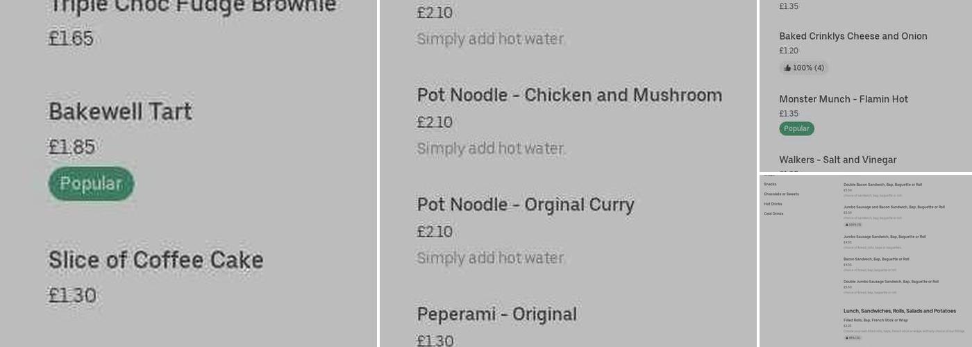 Snack Shack Hot & Cold Snacks Menu