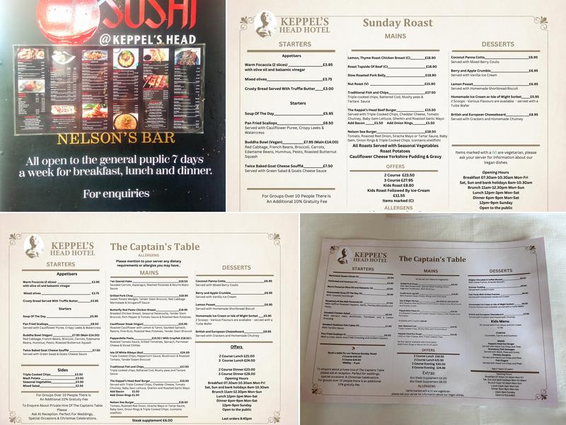 Captain's Table restaurant Menu