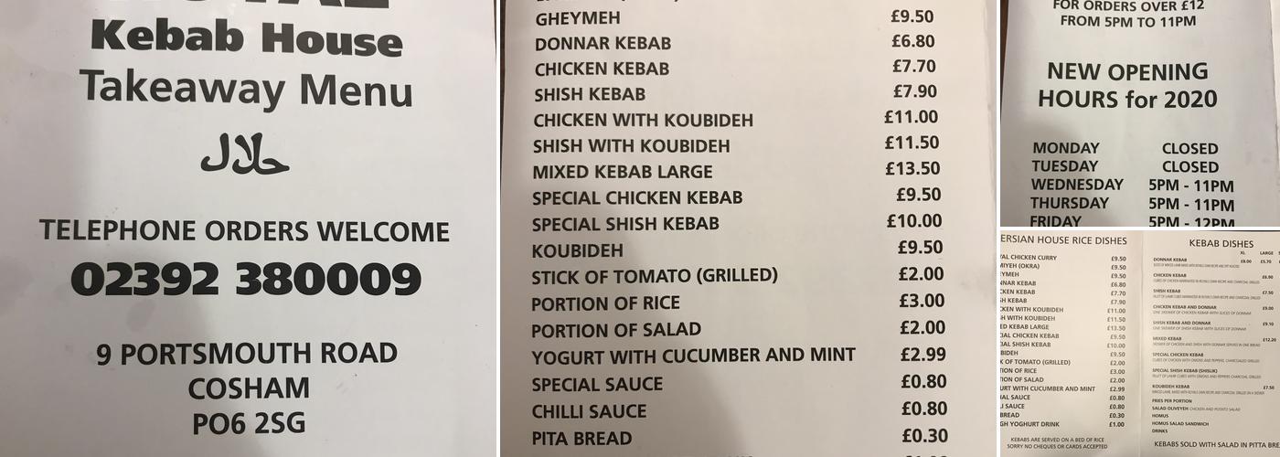 Royal Kebab House Menu