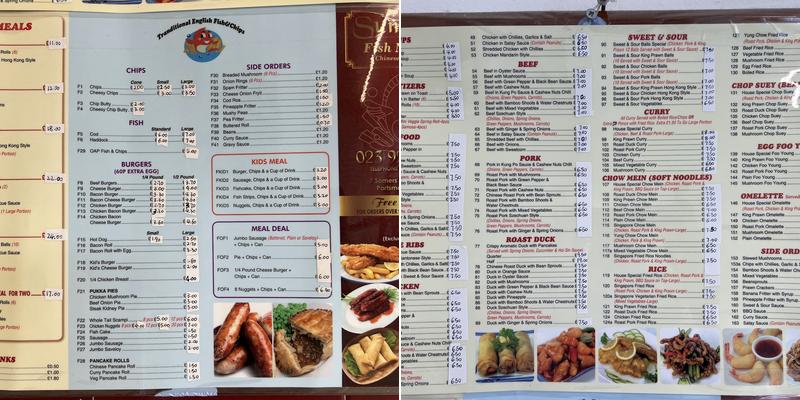 Summers FISH AND CHIPS and Chinese Takeaway Menu