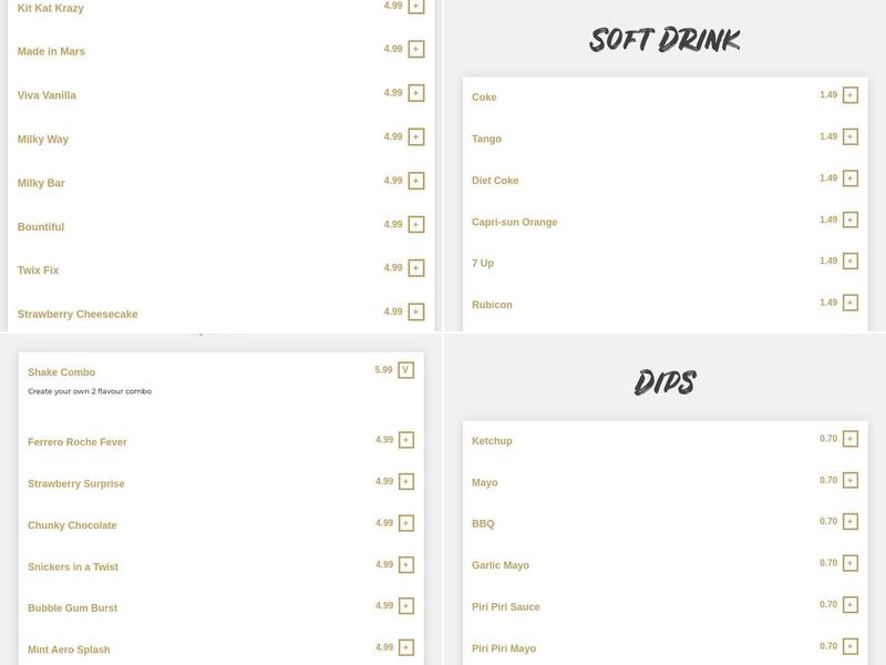 Shake & Burger Menu